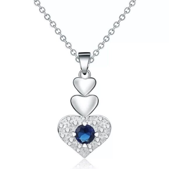 No Brand Jewelry - The Something Blue Heart pendant necklace in sapphire and 925